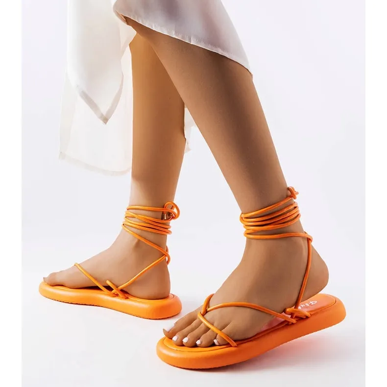 Orange lace-up sandals from Laurence