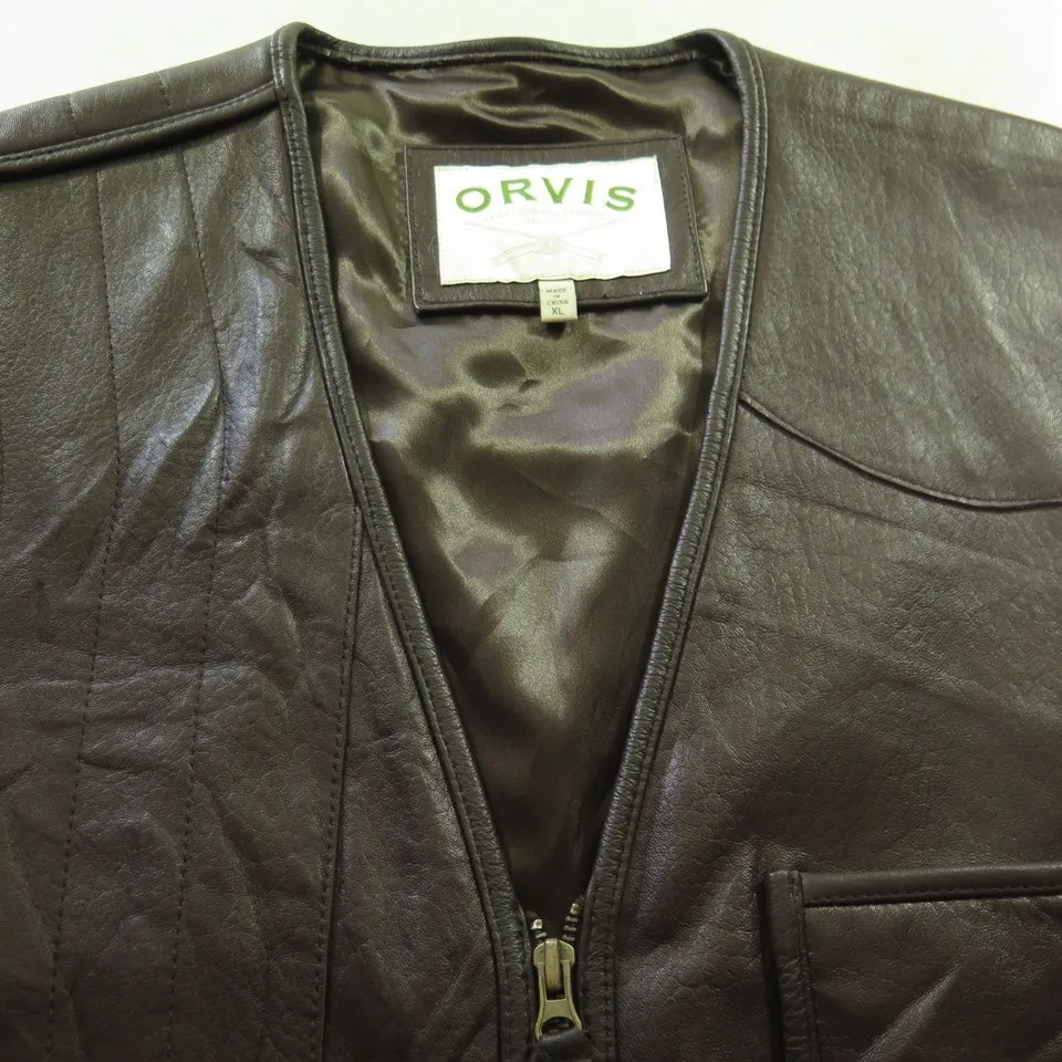 Orvis Hunting Leather Vest Mens XL Fishing Soft Sportsman Shooting