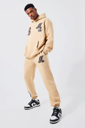 Oversized B Badge Varsity Hooded Tracksuit