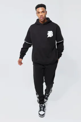 Oversized Faux Layer Hooded Tracksuit