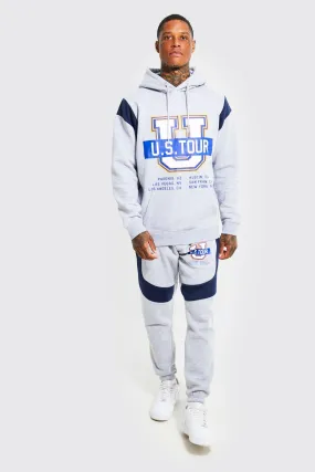 Oversized Us Colour Block Hooded Tracksuit