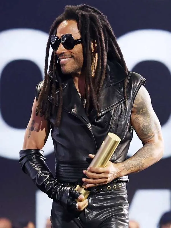 People’s Choice Awards 2024 Lenny Kravitz Black Leather Vest