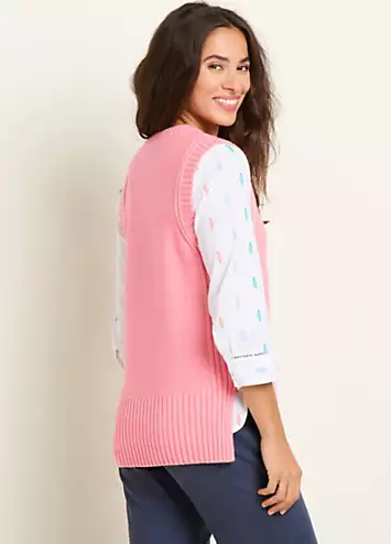 Pink Dip Hem Knitted Vest by Brakeburn | Look Again