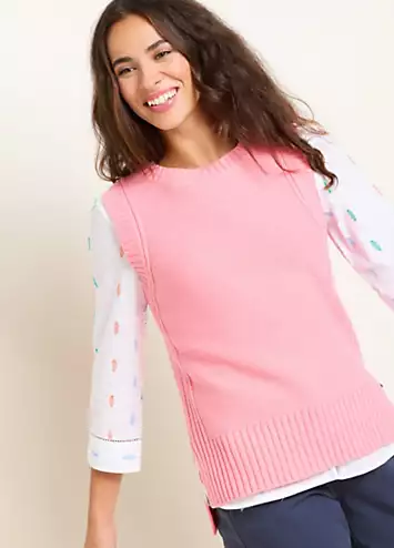 Pink Dip Hem Knitted Vest by Brakeburn | Look Again