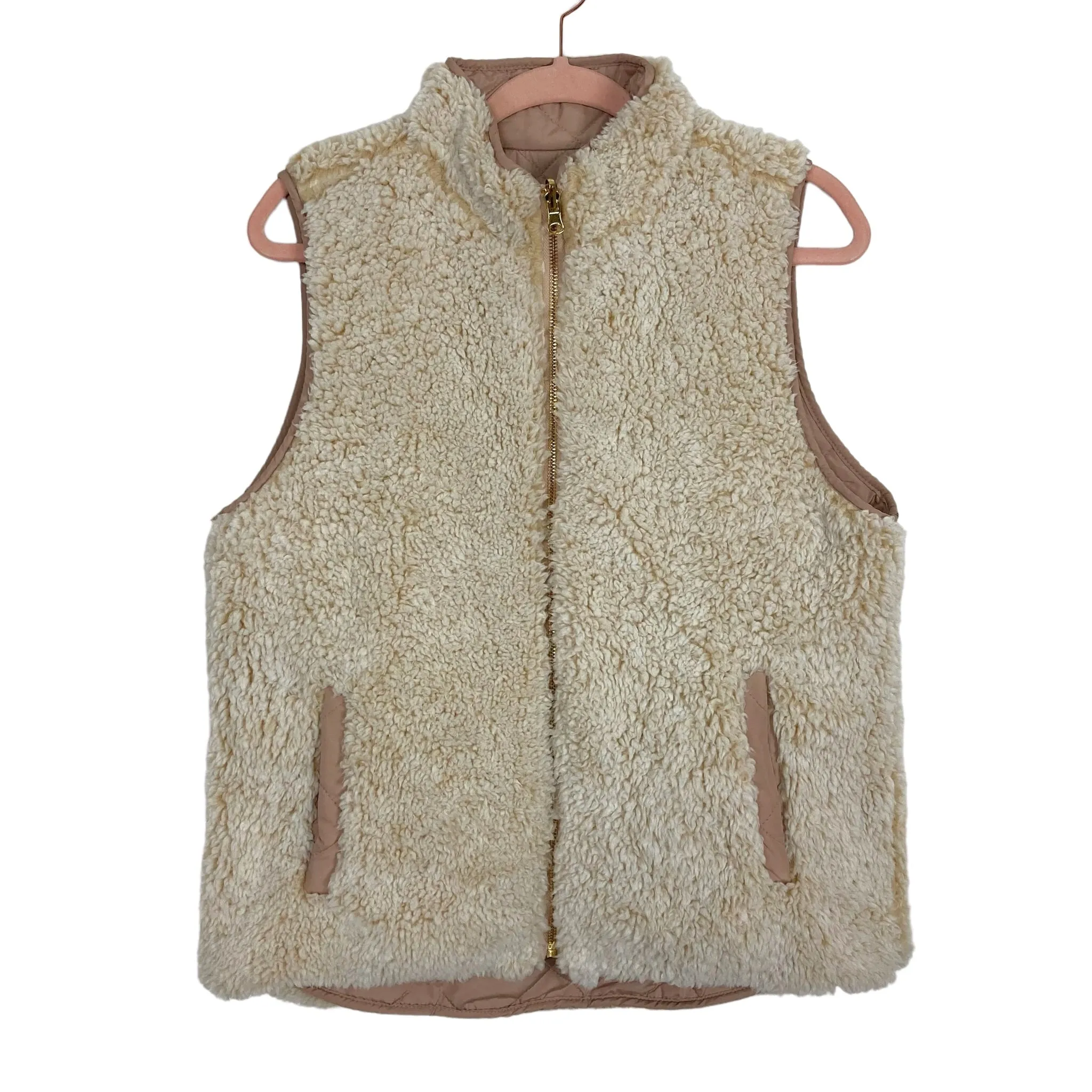 Pink Lily Always Finding You Camel Quilted and Fleece Reversible Vest- Size M (see notes)