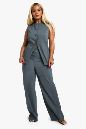 Plus Super Stretch Longline Waistcoat & Straight Leg Trousers