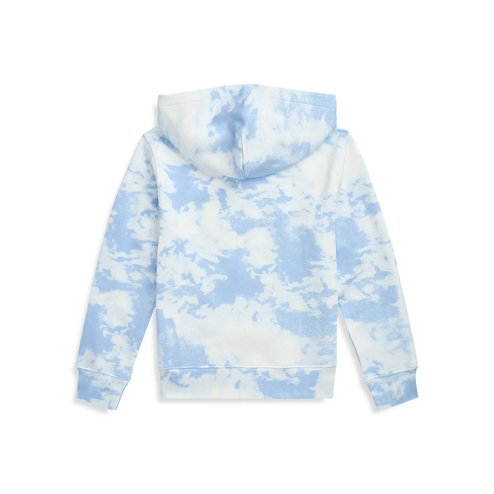 Polo Ralph Lauren Boy's Tie-Dye-Print Polo Bear Fleece Hoodie