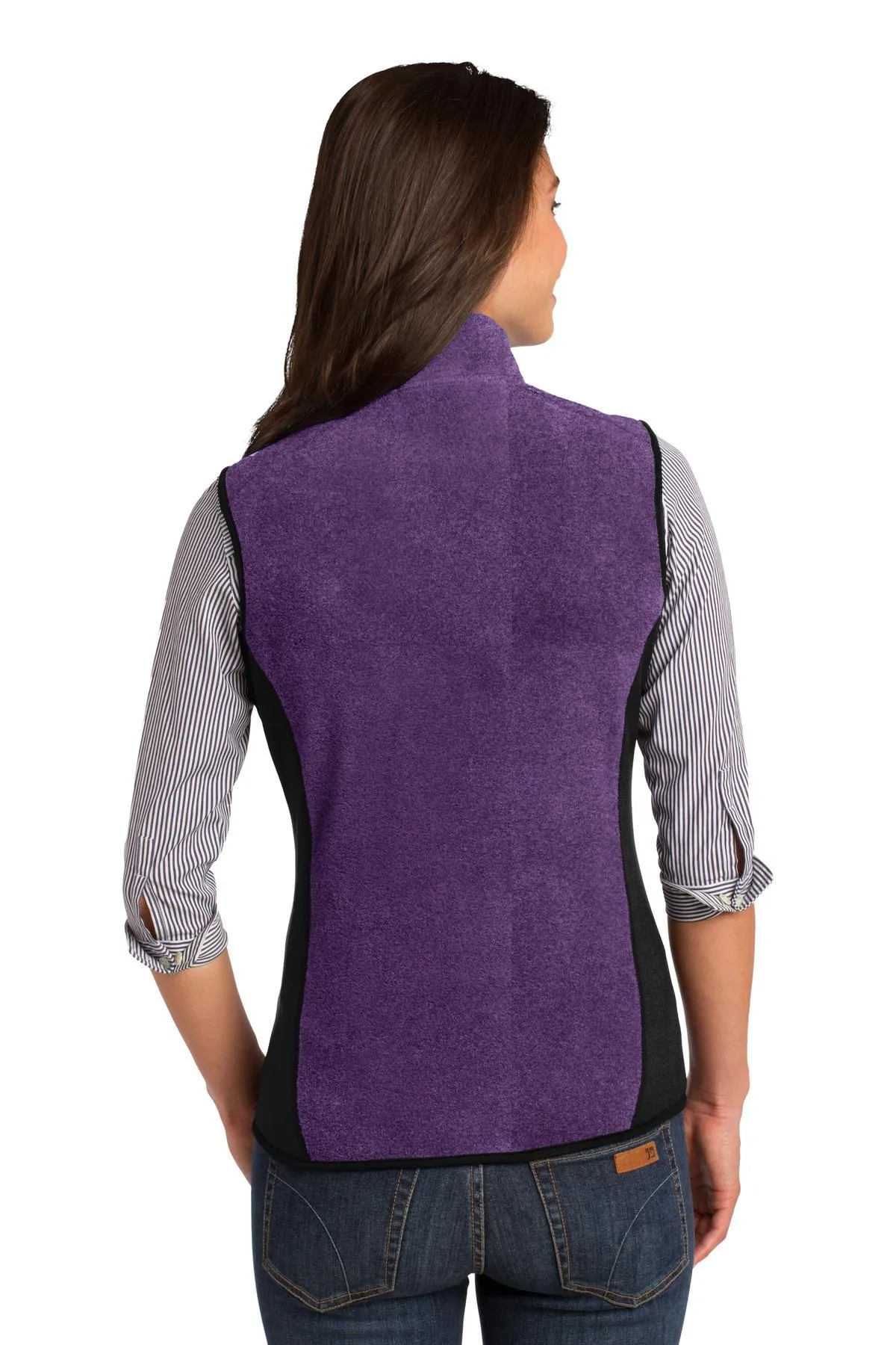 Port Authority Ladies R-Tek Pro Fleece Full-Zip Vest L228 Purple Heather/ Black