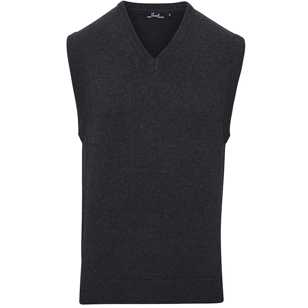 Premier Mens Sleeveless Cotton Acrylic V Neck Tank Top Vest