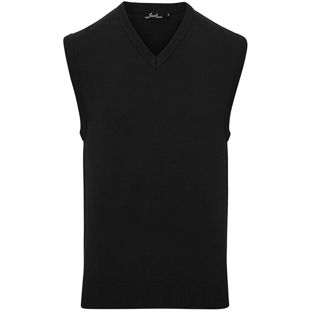 Premier Mens Sleeveless Cotton Acrylic V Neck Tank Top Vest