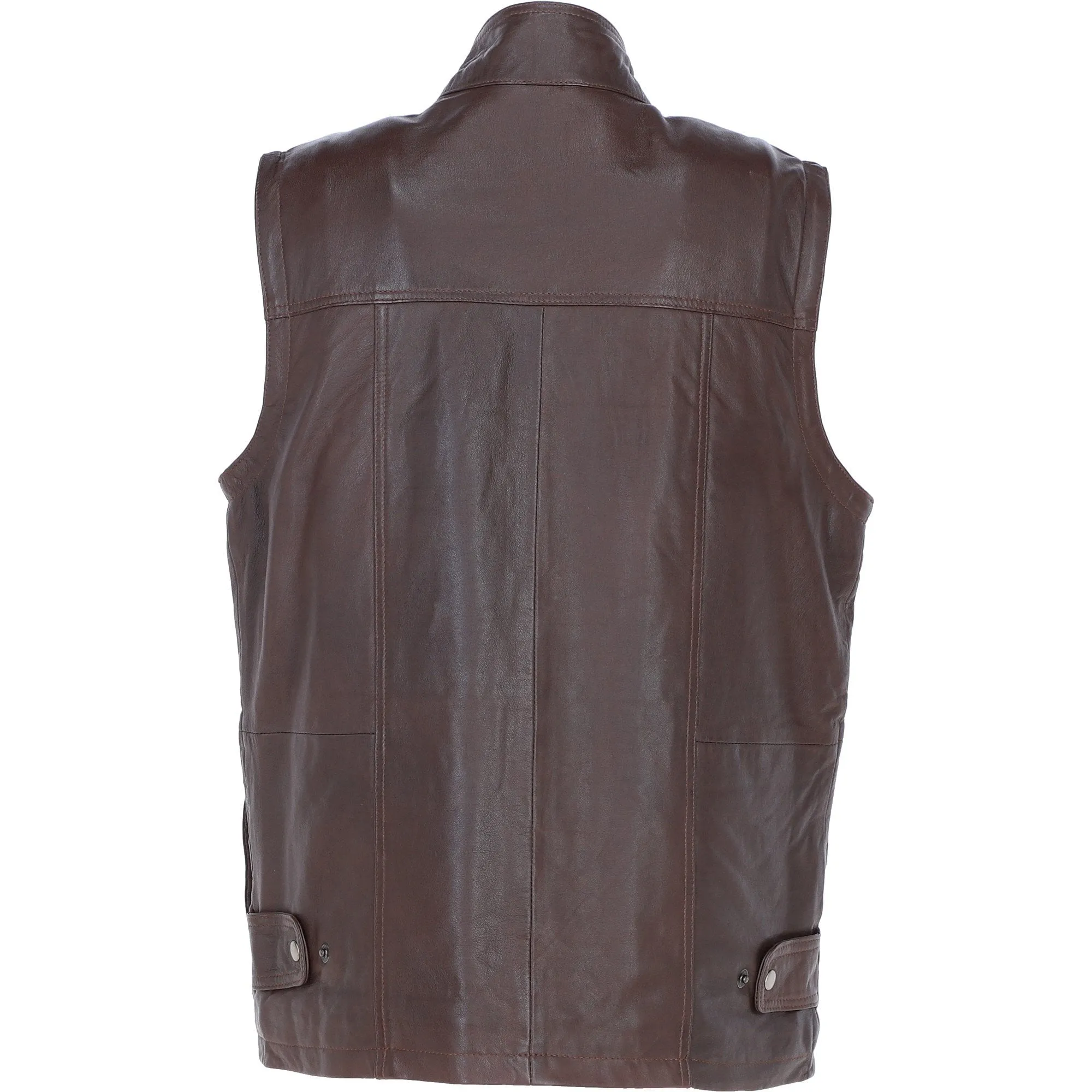 Premium Men's Light Brown Leather Utility Vest with Multiple Pockets: friends