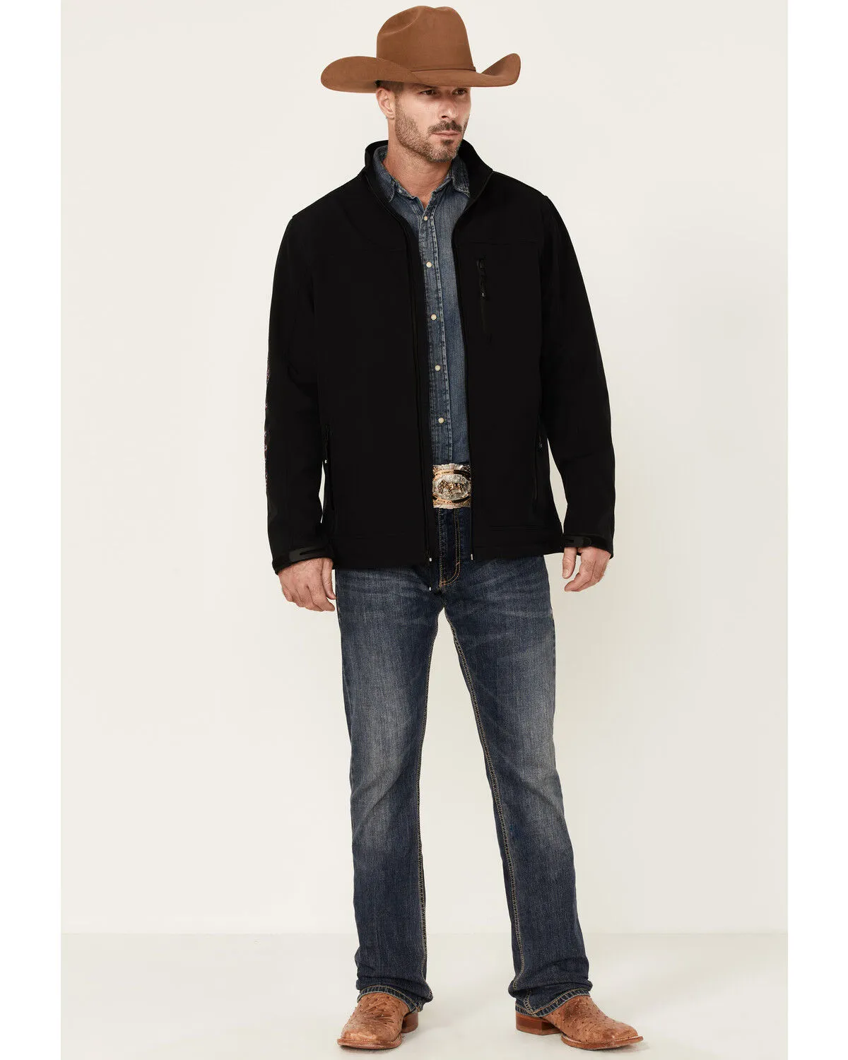 Product Name:  Cody James Core Men's American Embroidered Sleeve Zip-Front Steamboat Jacket