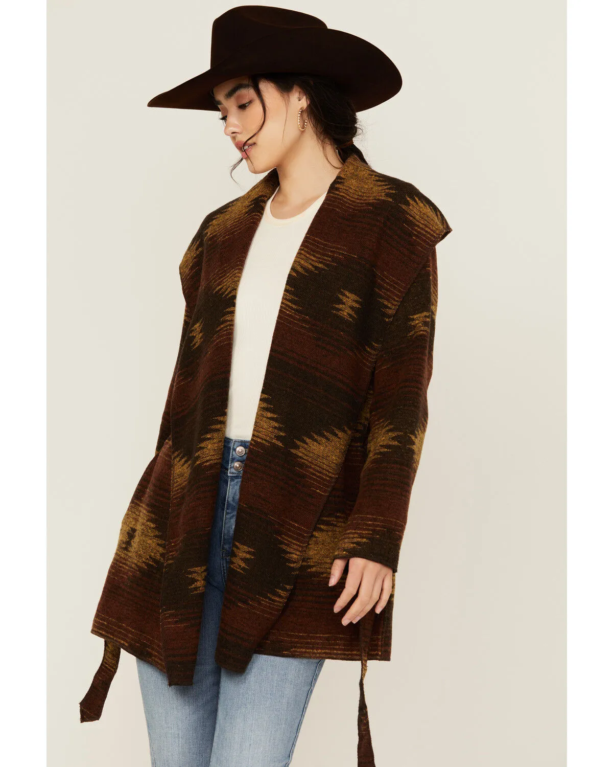 Product Name:  Cripple Creek Women's Southwestern Print Hooded Wrap Jacket