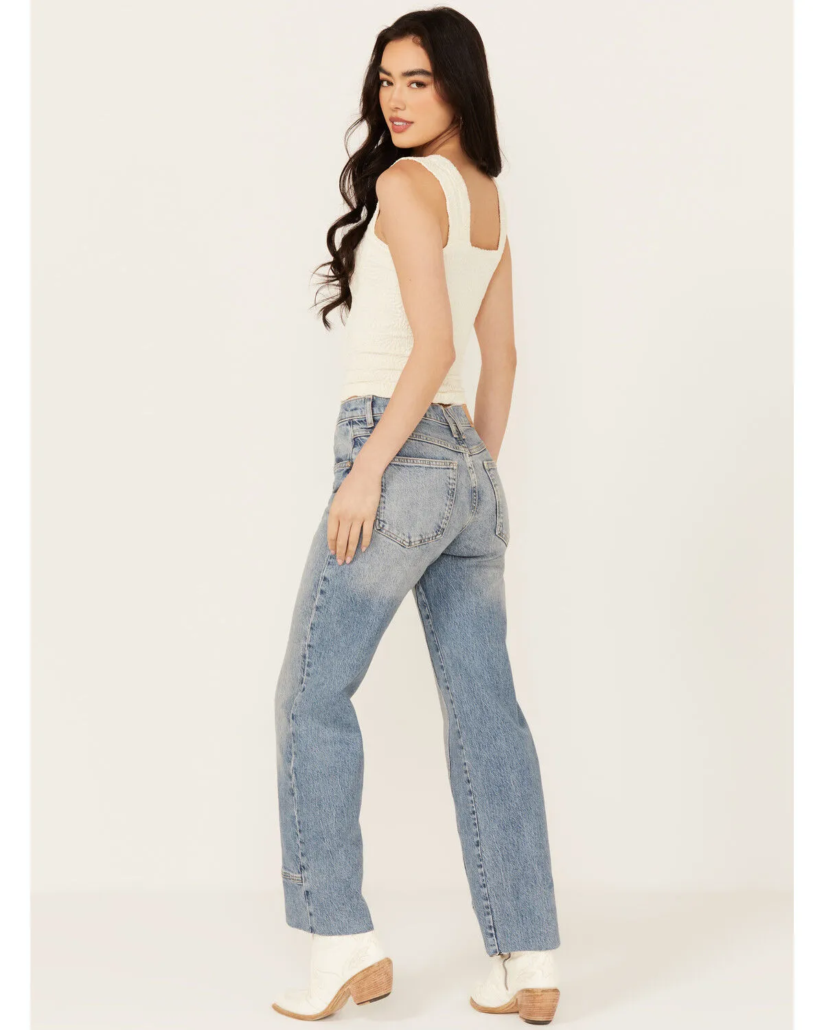 Product Name:  Free People Women's Risk Taker Straight Stretch Denim Jeans