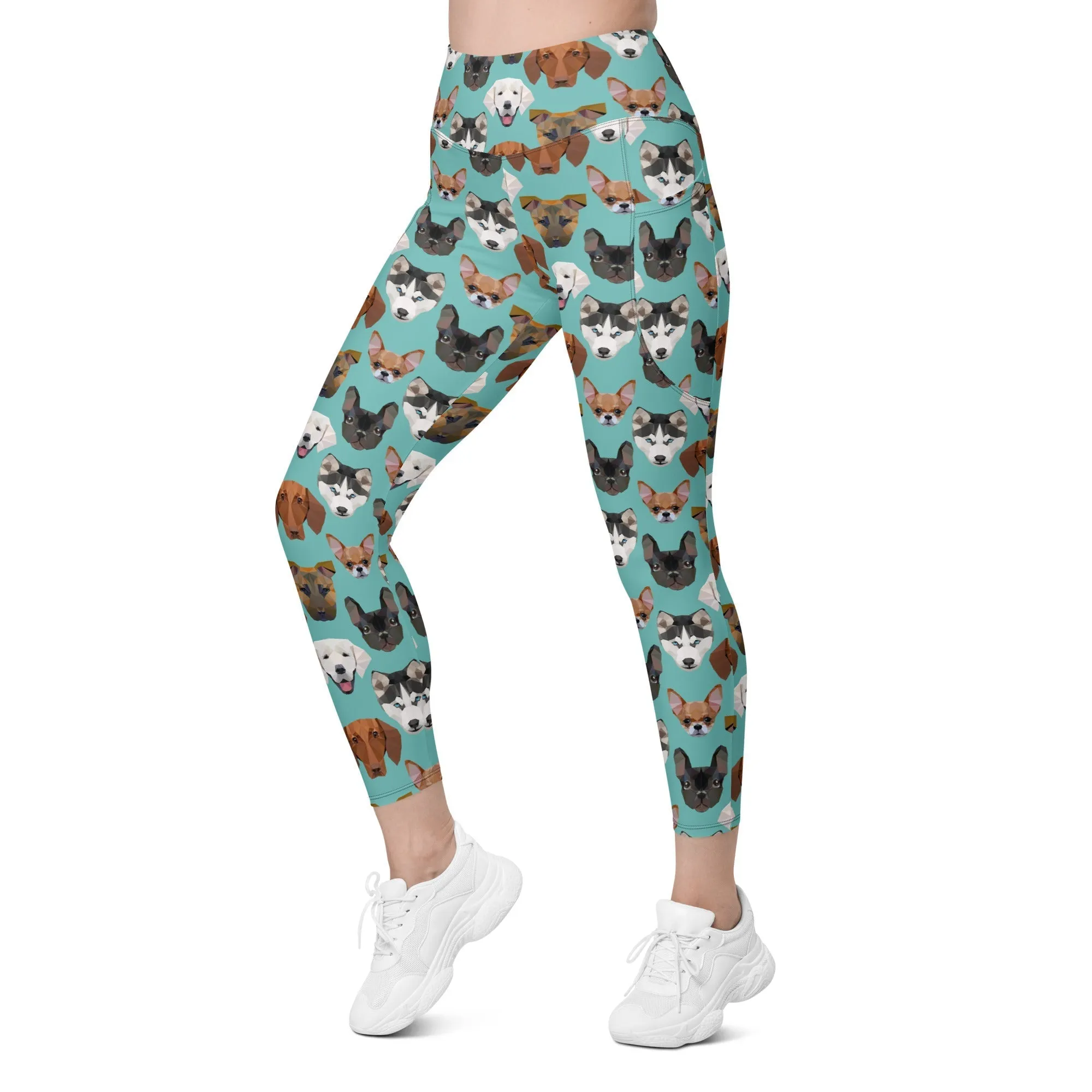 Pup Pattern Leggings With Pockets