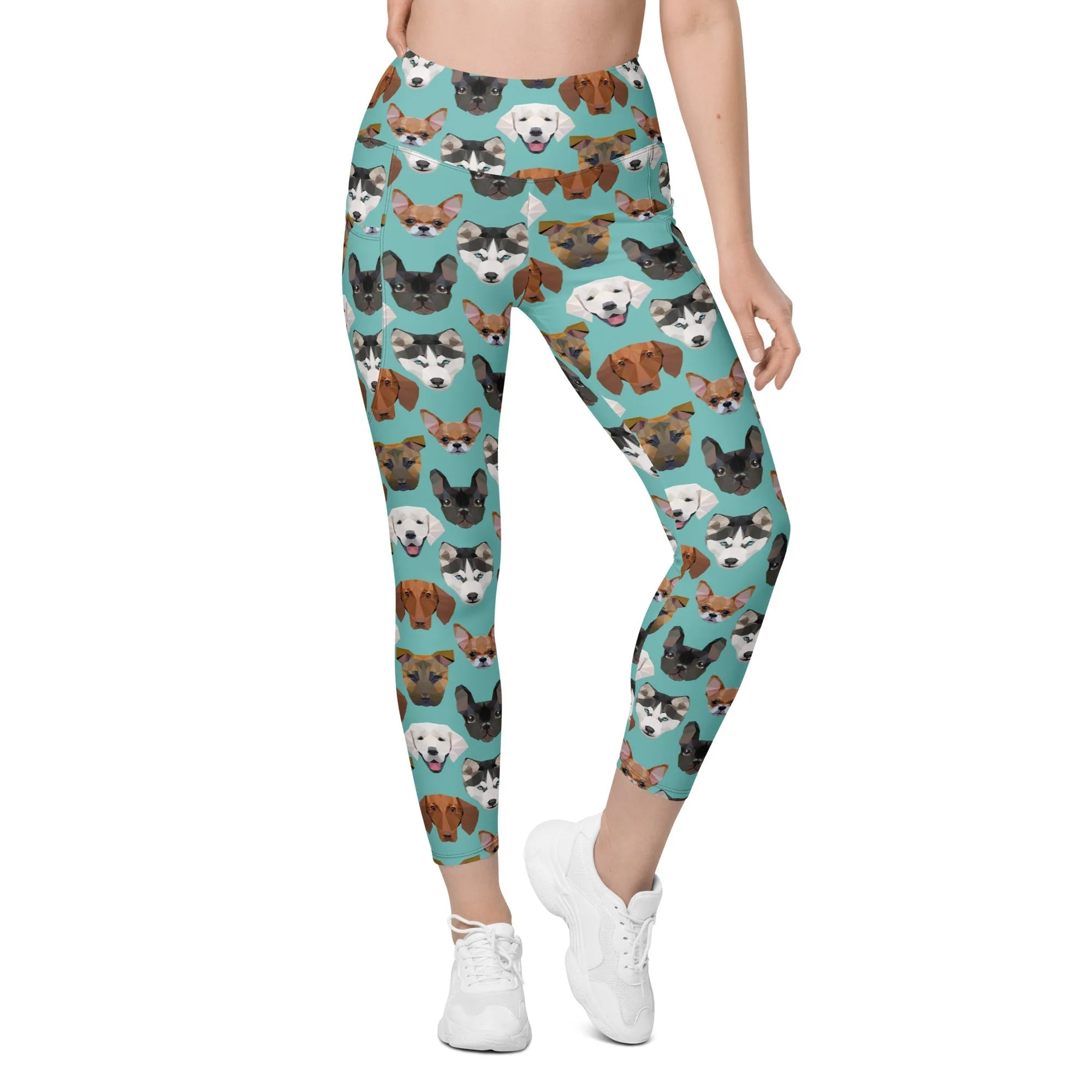 Pup Pattern Leggings With Pockets