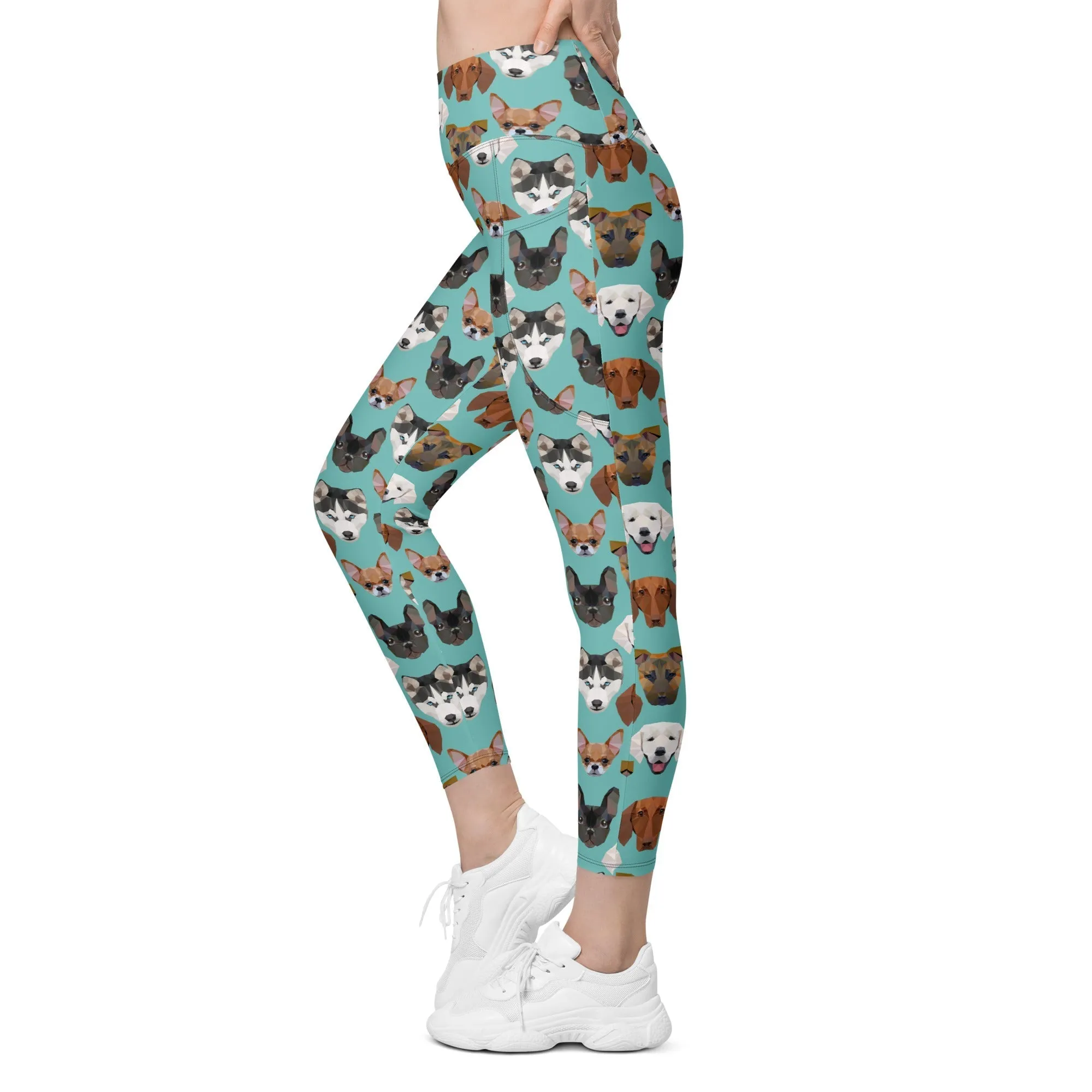 Pup Pattern Leggings With Pockets