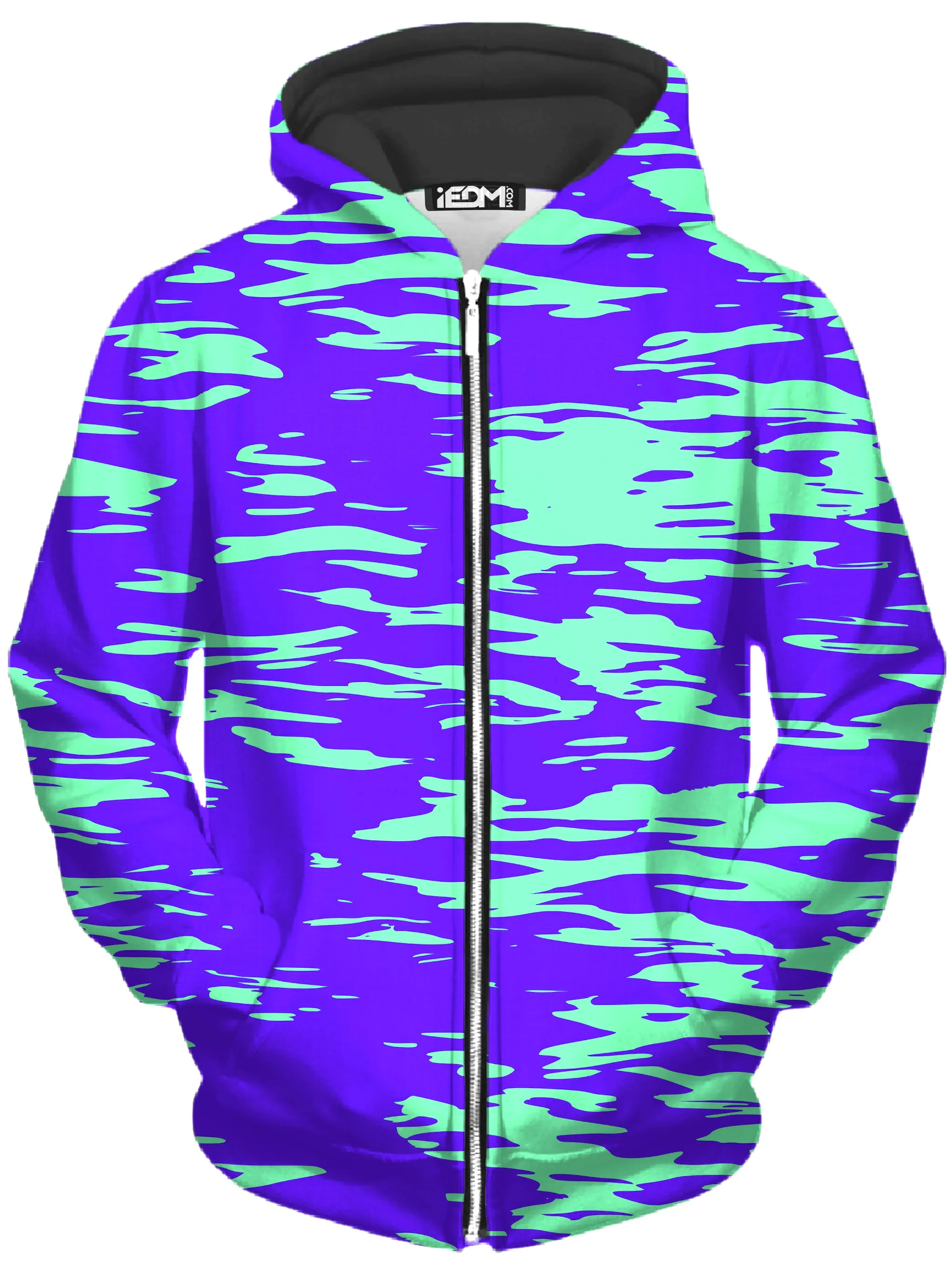 Purple Mint Rave Zebra Stripe Zip-Up Hoodie and Joggers Combo