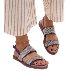 Purple sandals decorated with Carvalia zircons violet