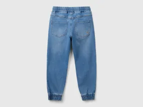 "Eco-Recycle" denim joggers - Blue | Benetton