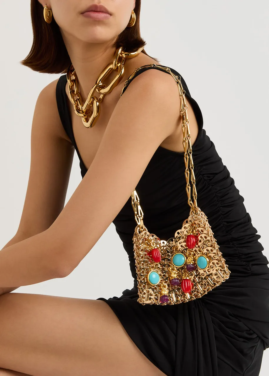 RABANNE Iconic 1969 Nano embellished disc shoulder bag -                         -                     -                