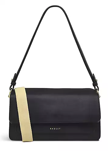 Radley London Leather Lane Black Medium Flapover Shoulder Bag | Kaleidoscope