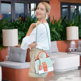 Remonte Q0628-52 White, Sage & Orange Handbag