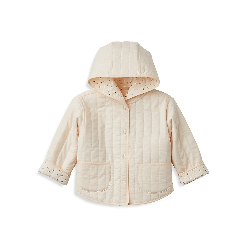 RISE LITTLE EARTHLING Baby's Organic Cotton Quilted Hooded Jacket