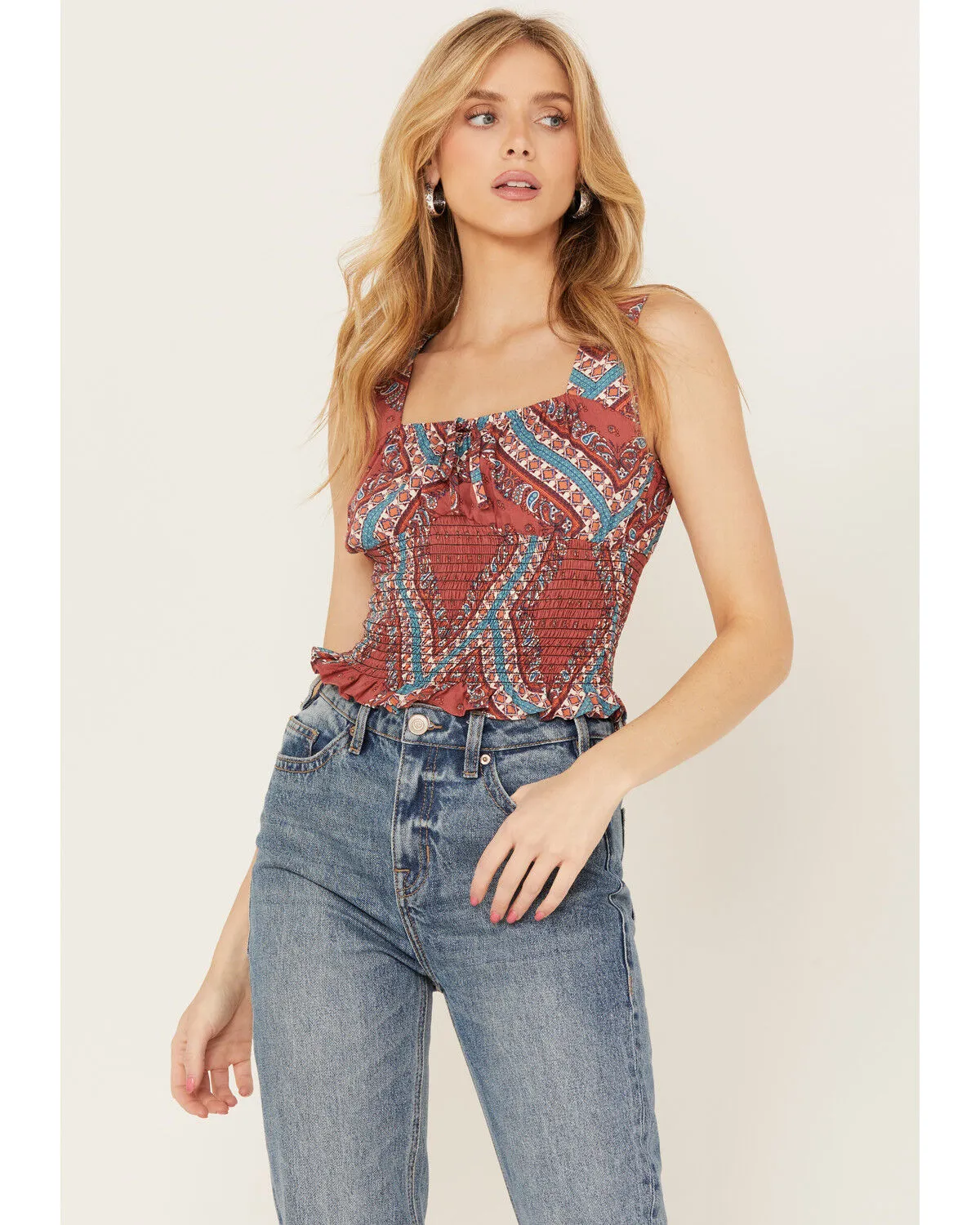 Rock & Roll Denim Women's Bandana Print Sleeveless Top