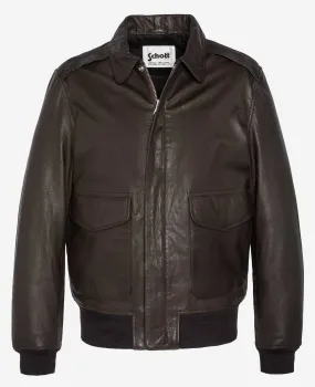 Schott men's brown leather jacket pilot style a2 lc flyvint