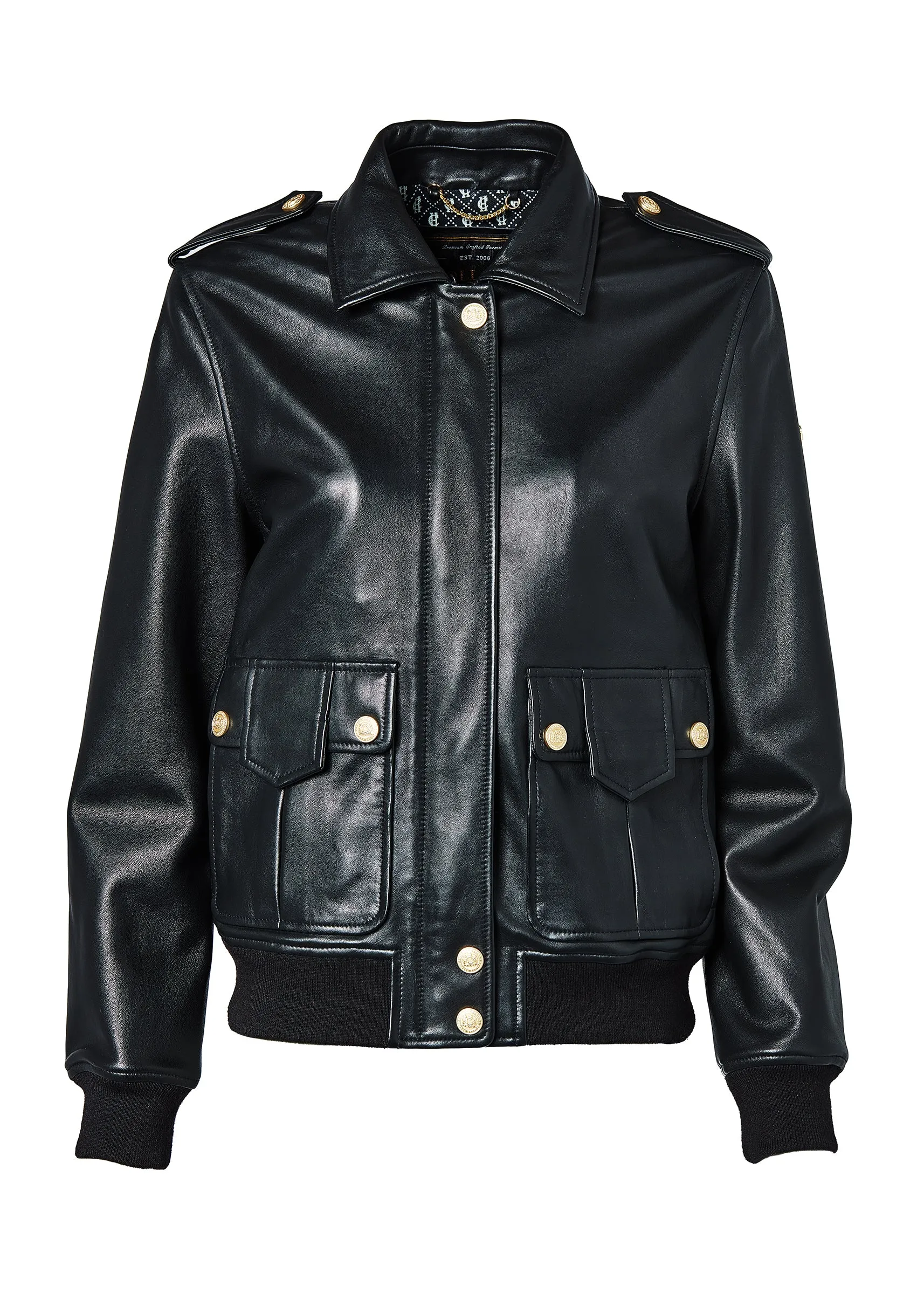 Sloane Leather Bomber (Black)