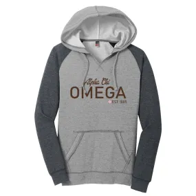 Sorority Lightweight Fleece Raglan Hoodie, Script Smily Font & Established Design