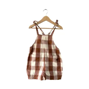 Souris Mini / Brown x ivory cami blouse romper / 4Y