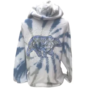 Southern Attitude Tortuga Moon Mandala Bear Tie Dye Navy Burst Pullover Hoodie