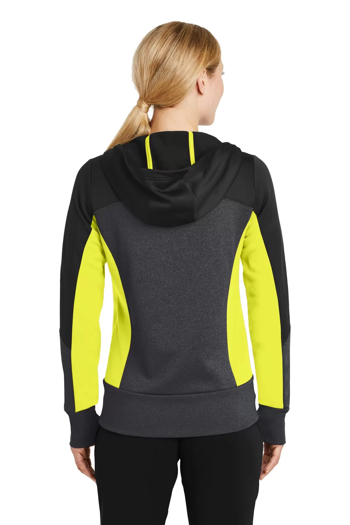 Sport Tek LST245 Sport-Tek Ladies Tech Fleece Colorblock Full-Zip Hooded Jacket SKU: LST245