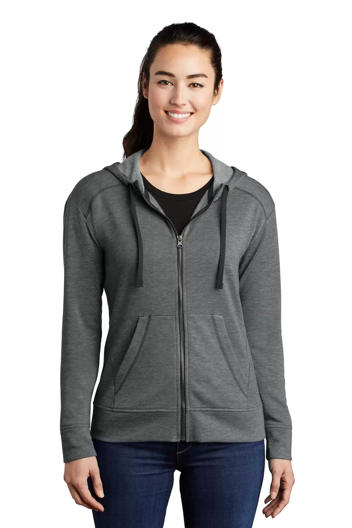 Sport Tek LST293 Sport-Tek    Ladies PosiCharge    Tri-Blend Wicking Fleece Full-Zip Hooded Jacket SKU: LST293