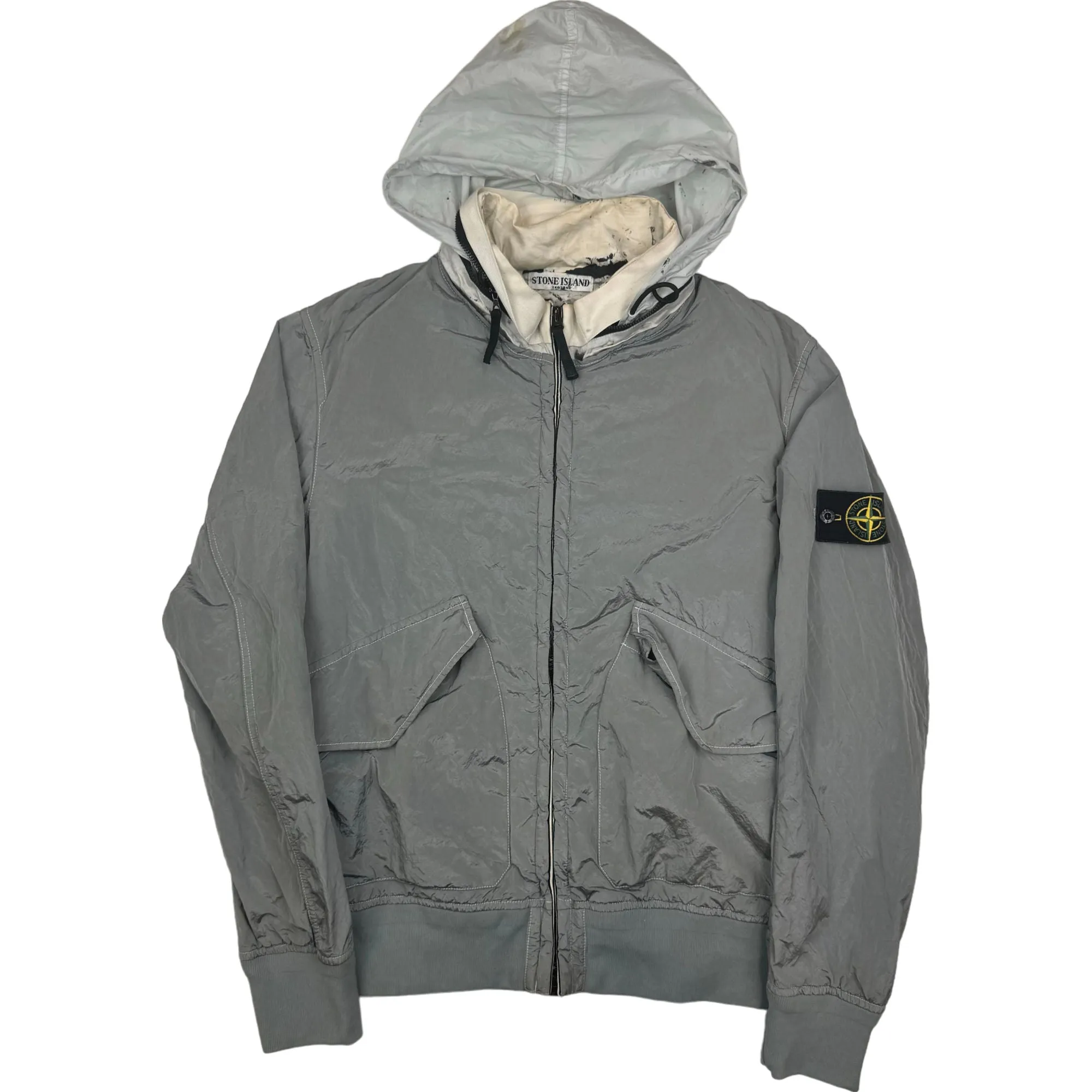 Stone Island 2011 Nylon Metal Hooded Bomber Jacket Grey Rare