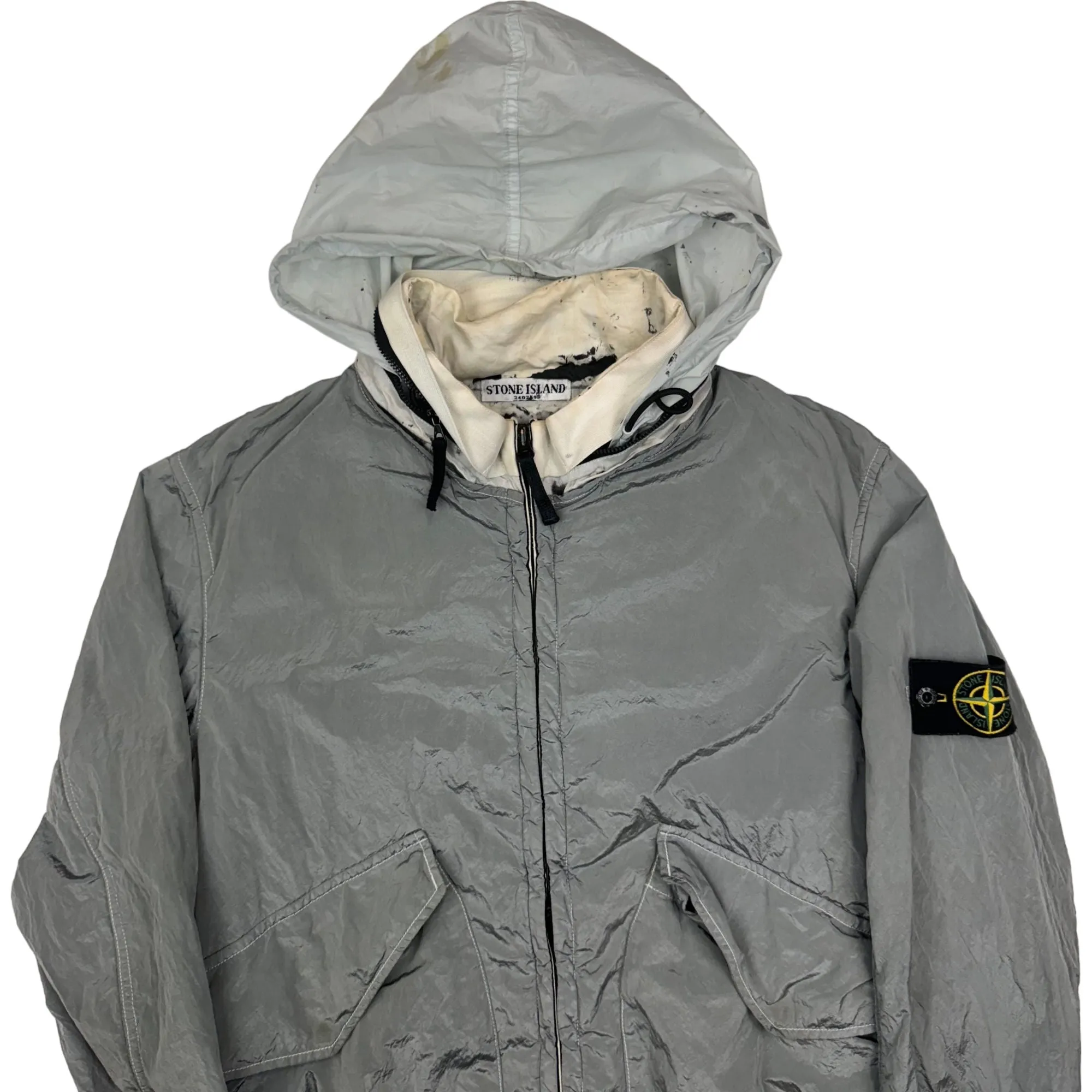 Stone Island 2011 Nylon Metal Hooded Bomber Jacket Grey Rare