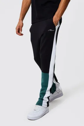 Tall Slim Fit Man Colour Block Joggers | boohooMAN UK