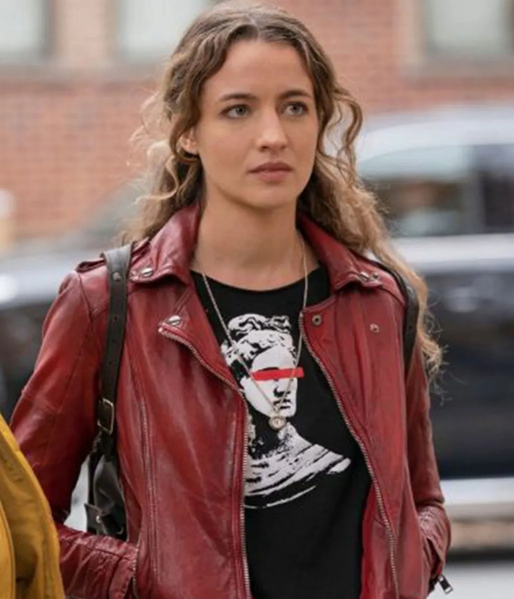 The Republic of Sarah Stella Baker Red Leather Biker Jacket