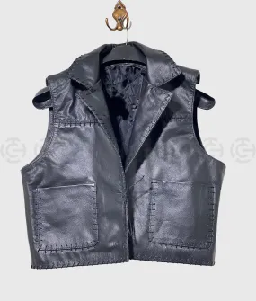 The Virginian James Drury Black Leather Vest | TLC