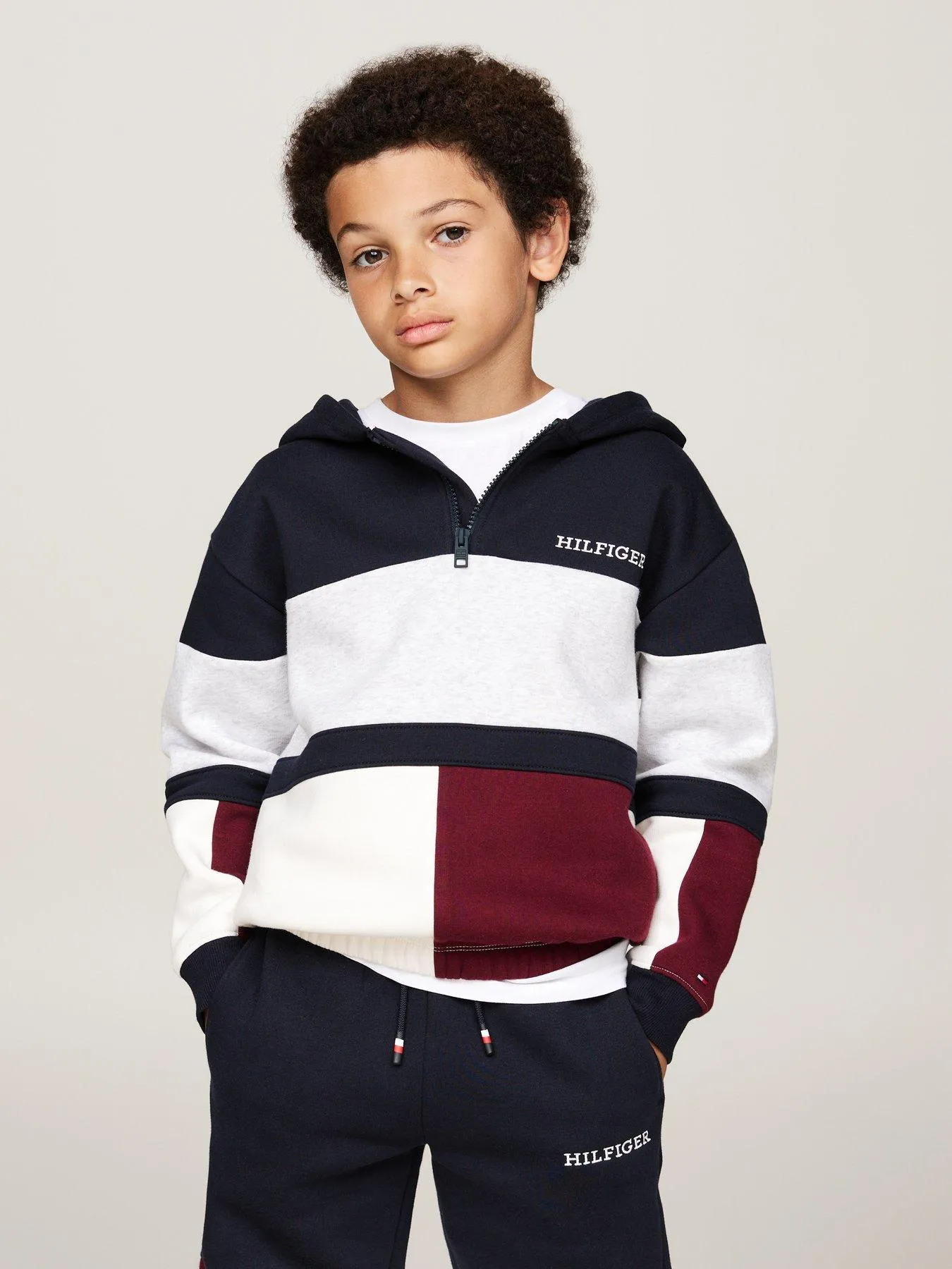 Tommy Hilfiger Boys Colourblock Fleece Zip Up Hoodie - Multi