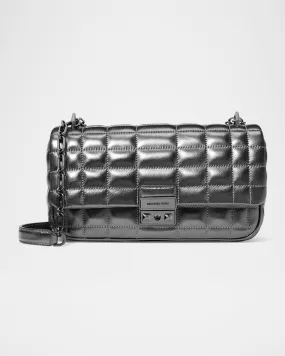 Tribeca Convertible Quilted Metallic Leather Shoulder Bag