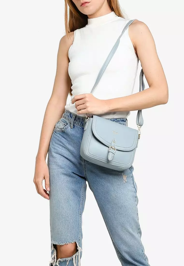 Unisa Faux Leather Sling Bag With Flap Over