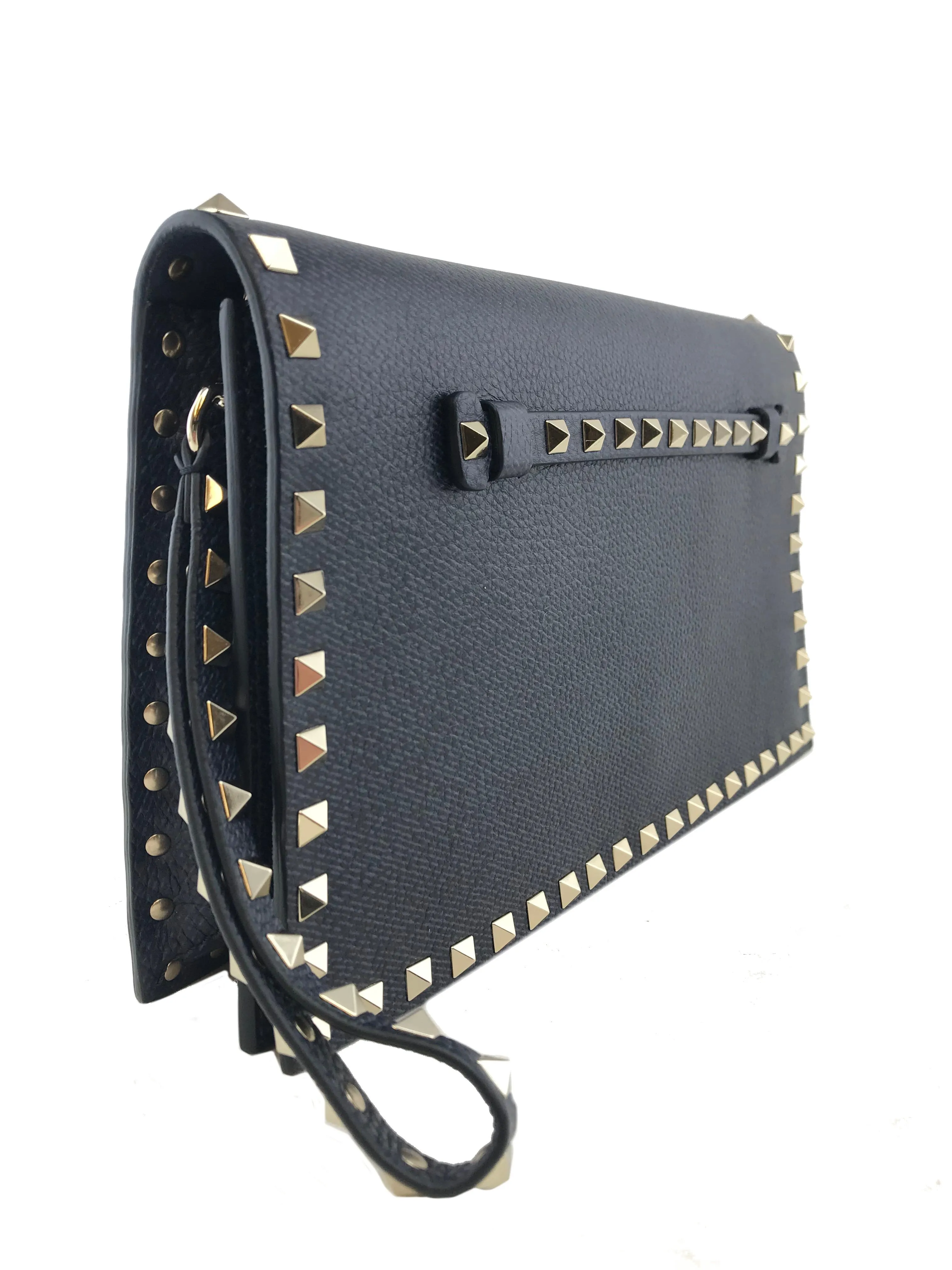 Valentino Leather Rockstud Wristlet Clutch Bag