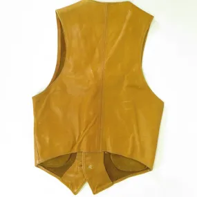 Vintage 80s Horn Button Leather Vest Men 38 Custom Tan Well Crafted