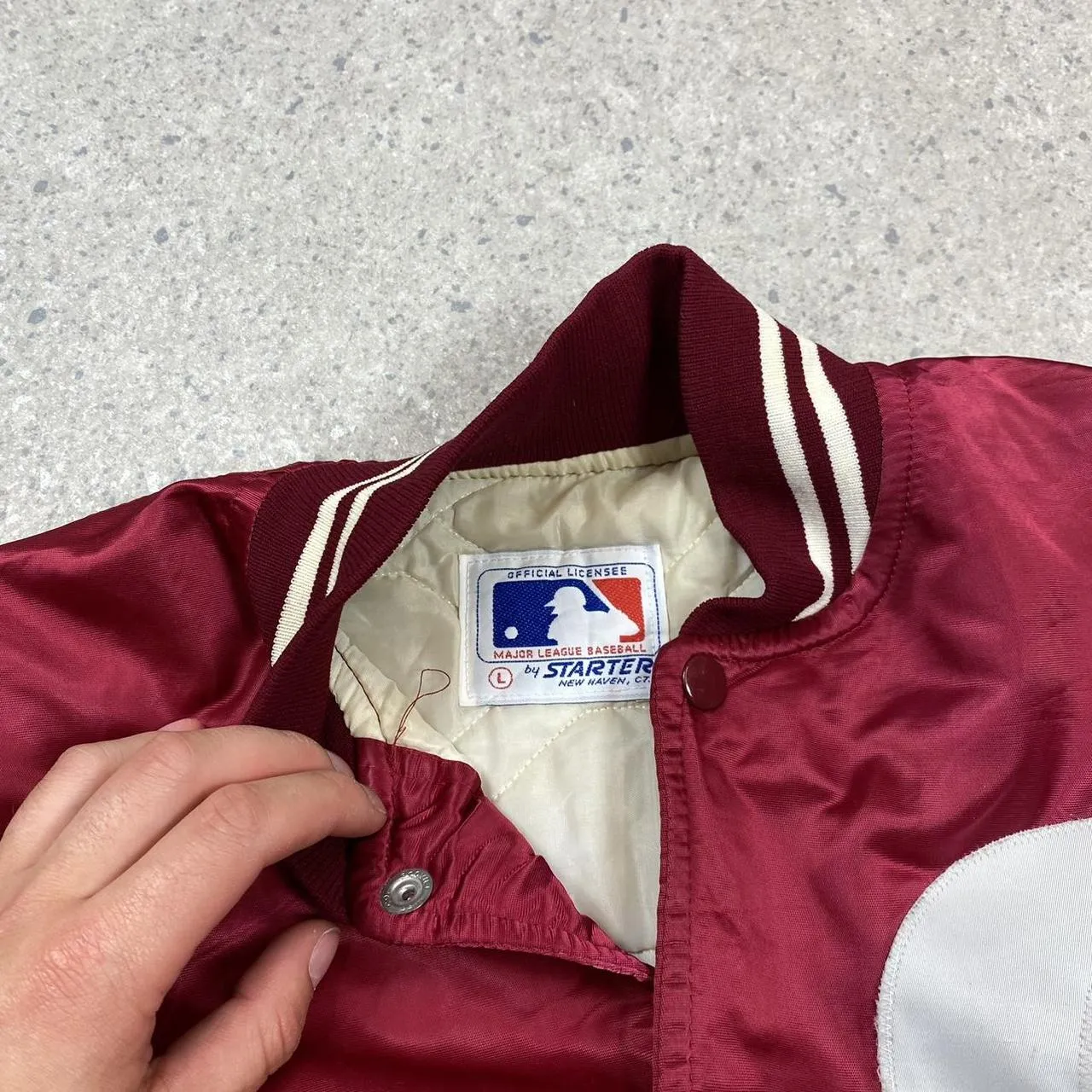 Vintage 80s Philadelphia Phillies Satin Bomber Starter Jacket large