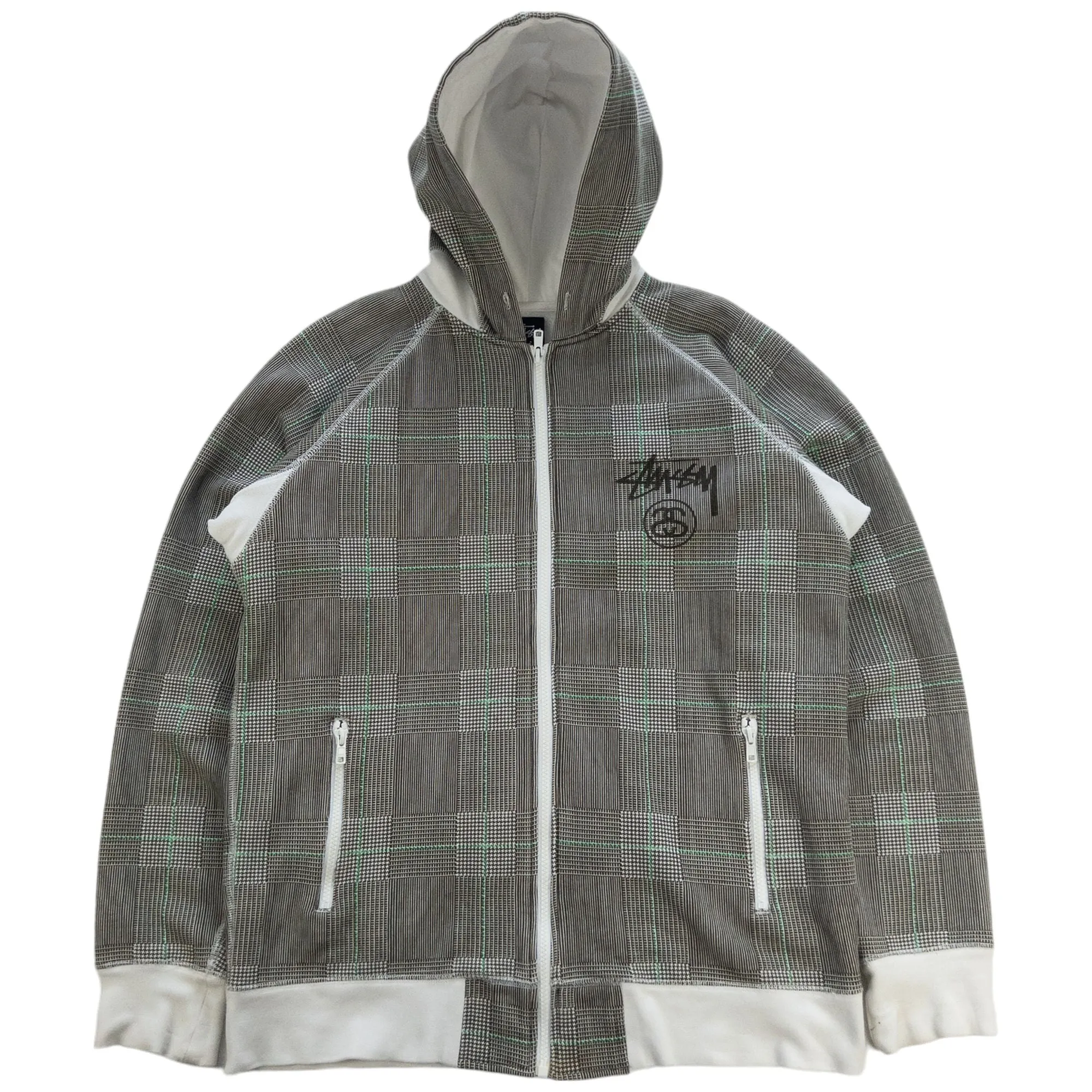 Vintage Stussy Check Zip Up Hoodie Size M | Second Wave Vintage