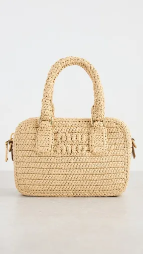 What Goes Around Comes Around   Miu Miu Beige Raffia Handbag Mini 