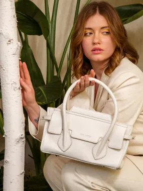 White Leather Handbag for Women - Madeleine S Pastel Chalk | PAUL MARIUS